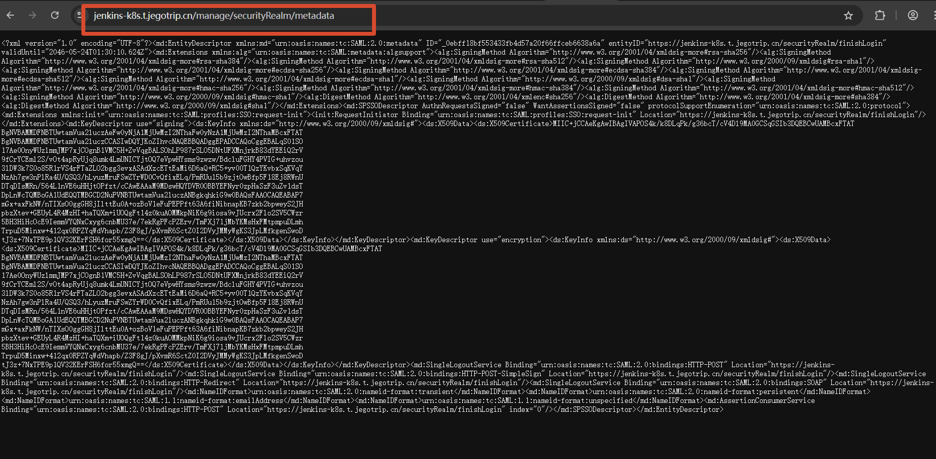 Jenkins Metadata XML示例